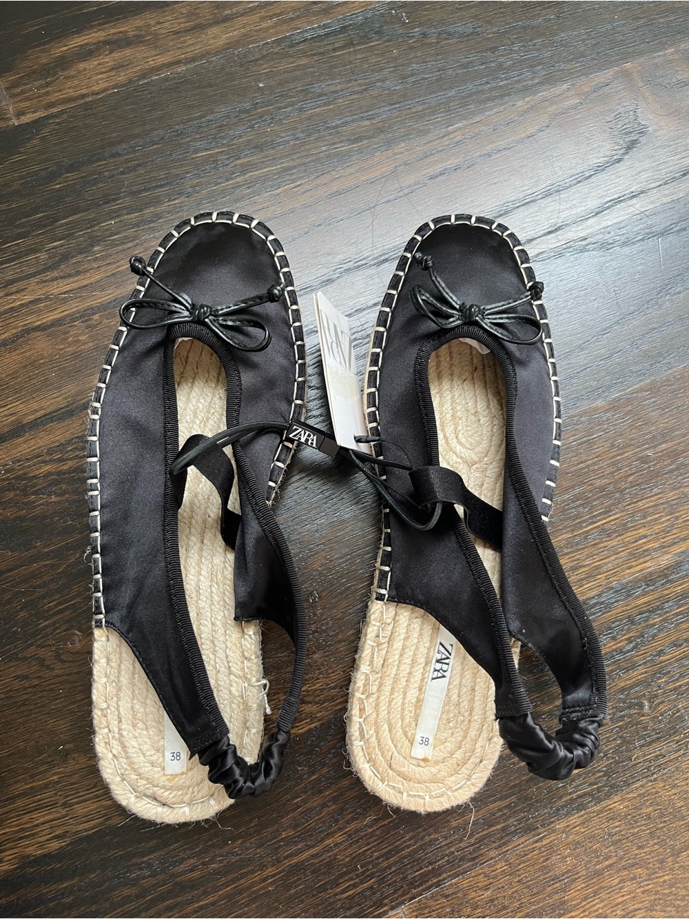 Zara Black Espadrille Ballet Flats with straps